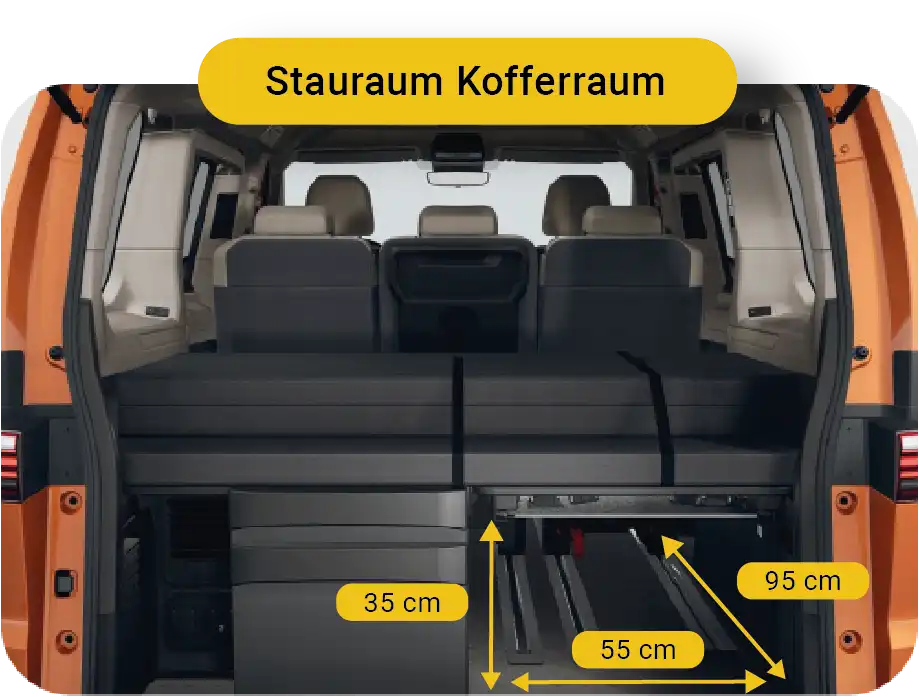 T7 California Beach Stauraum Kofferraum